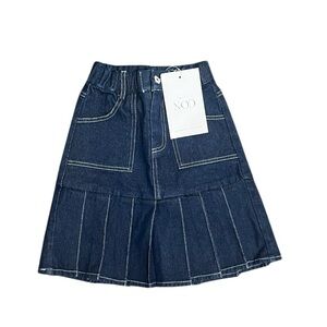 Mini Nod Pleated Skirt Blue Denim Size 6 Girls Brand New 100% Cotton